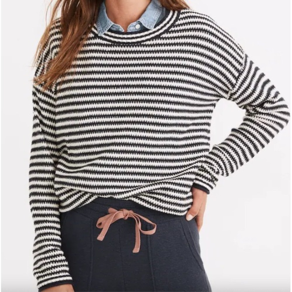 Madewell Seagrove Pullover Sweater Women Small Blue White Stripe